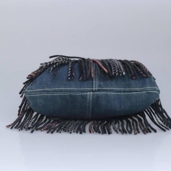 BURBERRY Nova Check Scarf Style Blue Label Hand Bag Wool Gray Silver Auth 96942 - Picture 9 of 16